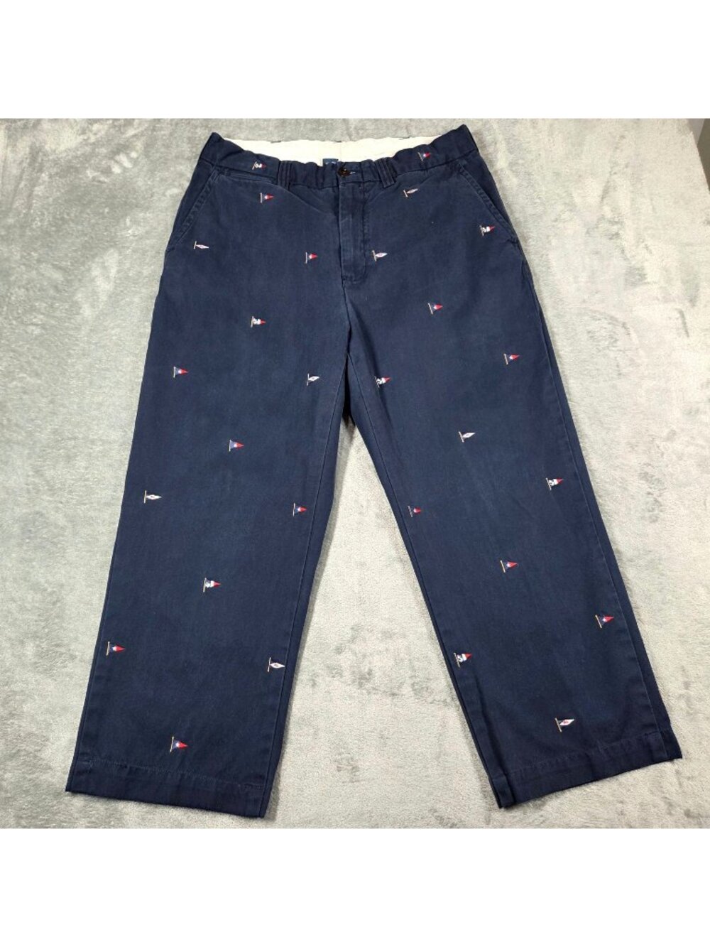 Vintage Polo Ralph Lauren Pants 35 Navy Yacht Club Nautical Flag Actual 32X24